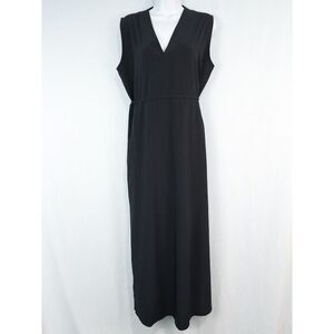 Athleta Marlow Maxi Dress Womens XS Black Side Slits Stretchy‎ Oversized V Neck